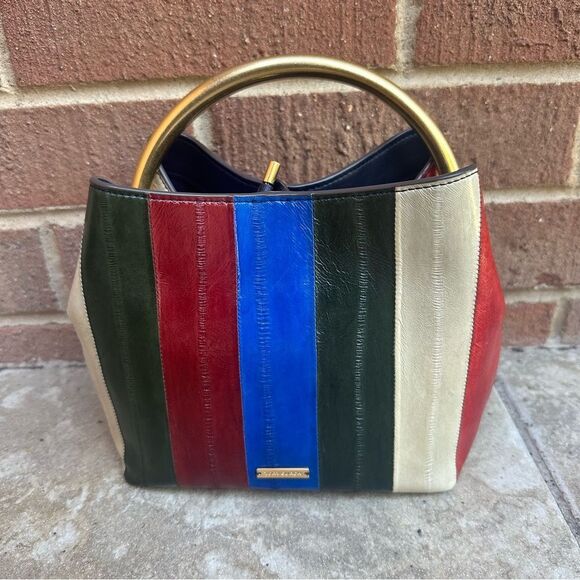 TORY BURCH Sydney Patchwork Eel Leather Bucket Bag In Multi - Picture 2 of 15